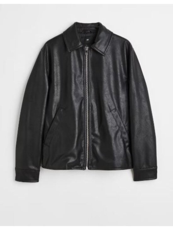 H&M Other - H&M Leather Jacket Coat Mens Size Large Black Zip-Up Front Welt Pockets